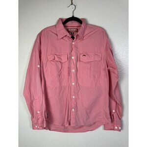 💜 Simms Fishing Pink Button Down Shirt Size Medium Long sleeve vented Outdoor‎